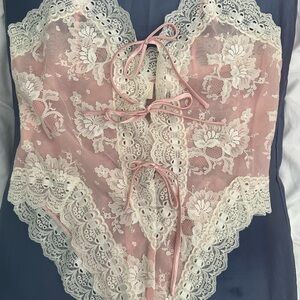 Victoria's Secret Gold Label Pink and Cream Lace Chemise